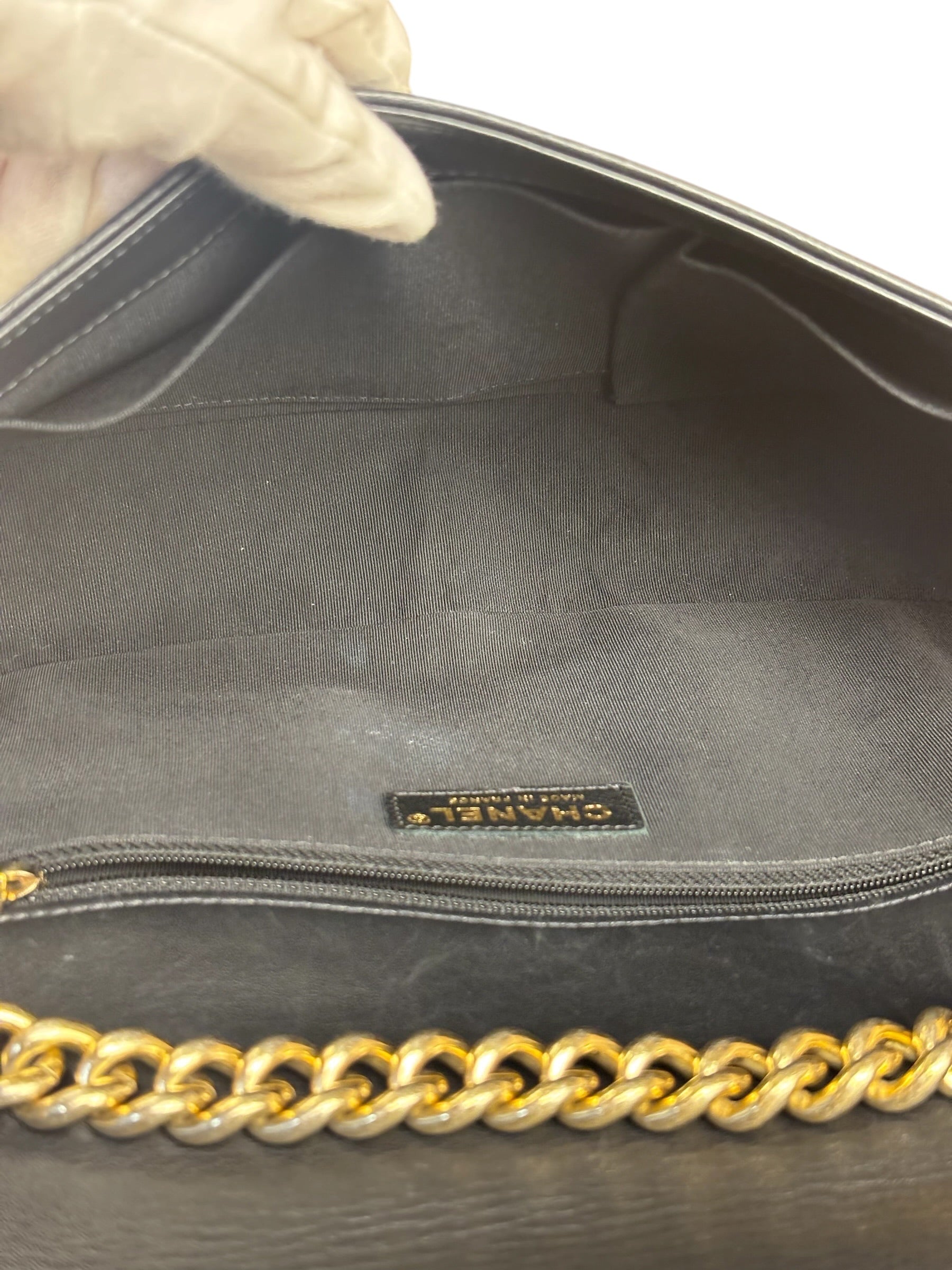 Chanel Black Leather Braided Boy Flap Shoulder Bag 2014
