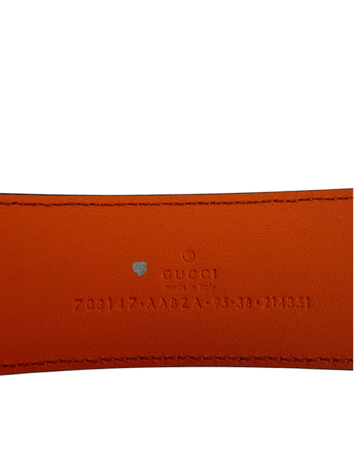 Gucci Orange Calfskin GG Logo Belt