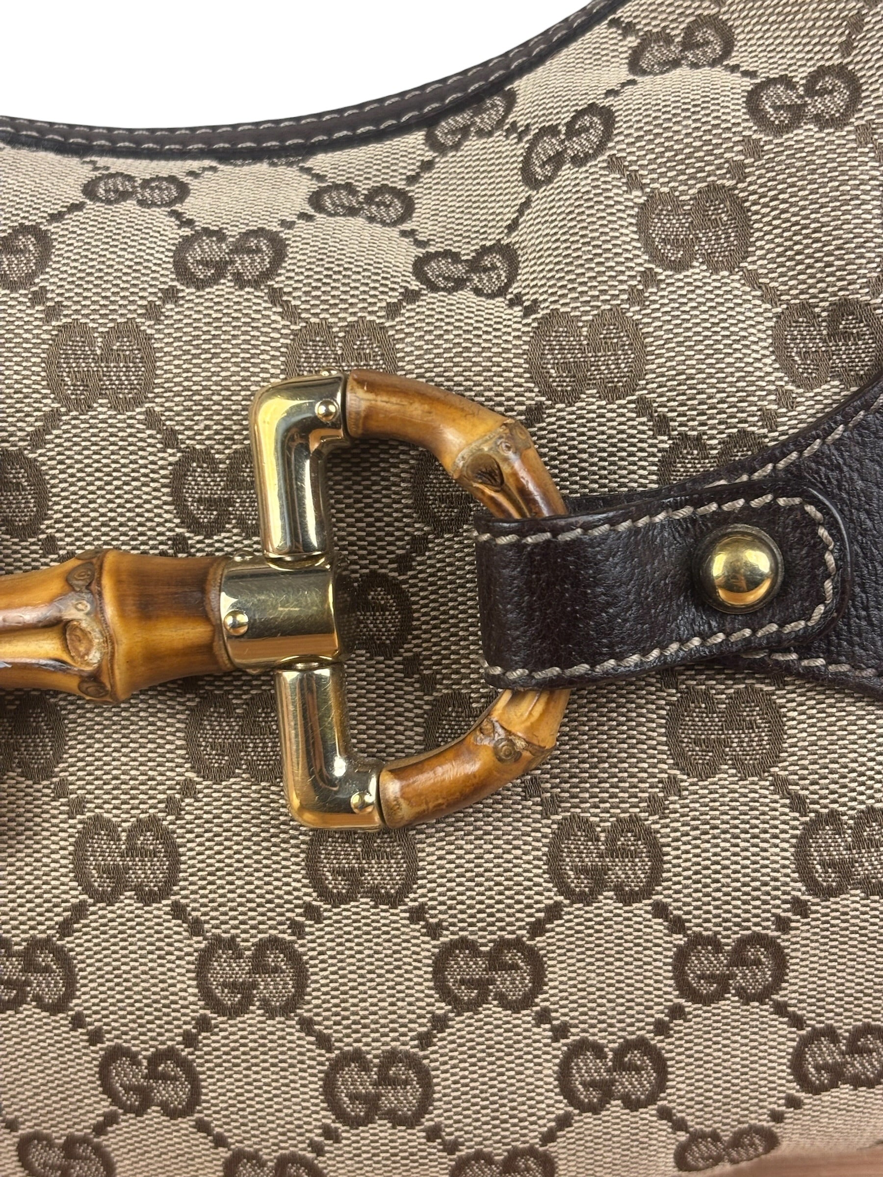 Gucci GG Canvas Bamboo Horsebit Amalfi Hobo