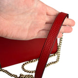 Gucci Red Leather GG Wallet on Chain Bag