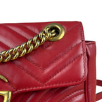 Gucci GG Red Marmont Matelasse Shoulder Bag
