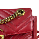 Gucci GG Red Marmont Matelasse Shoulder Bag