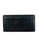 Bottega Veneta Navy Blue Intrecciato Long Wallet