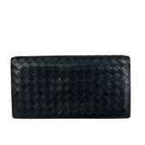 Bottega Veneta Navy Blue Intrecciato Long Wallet