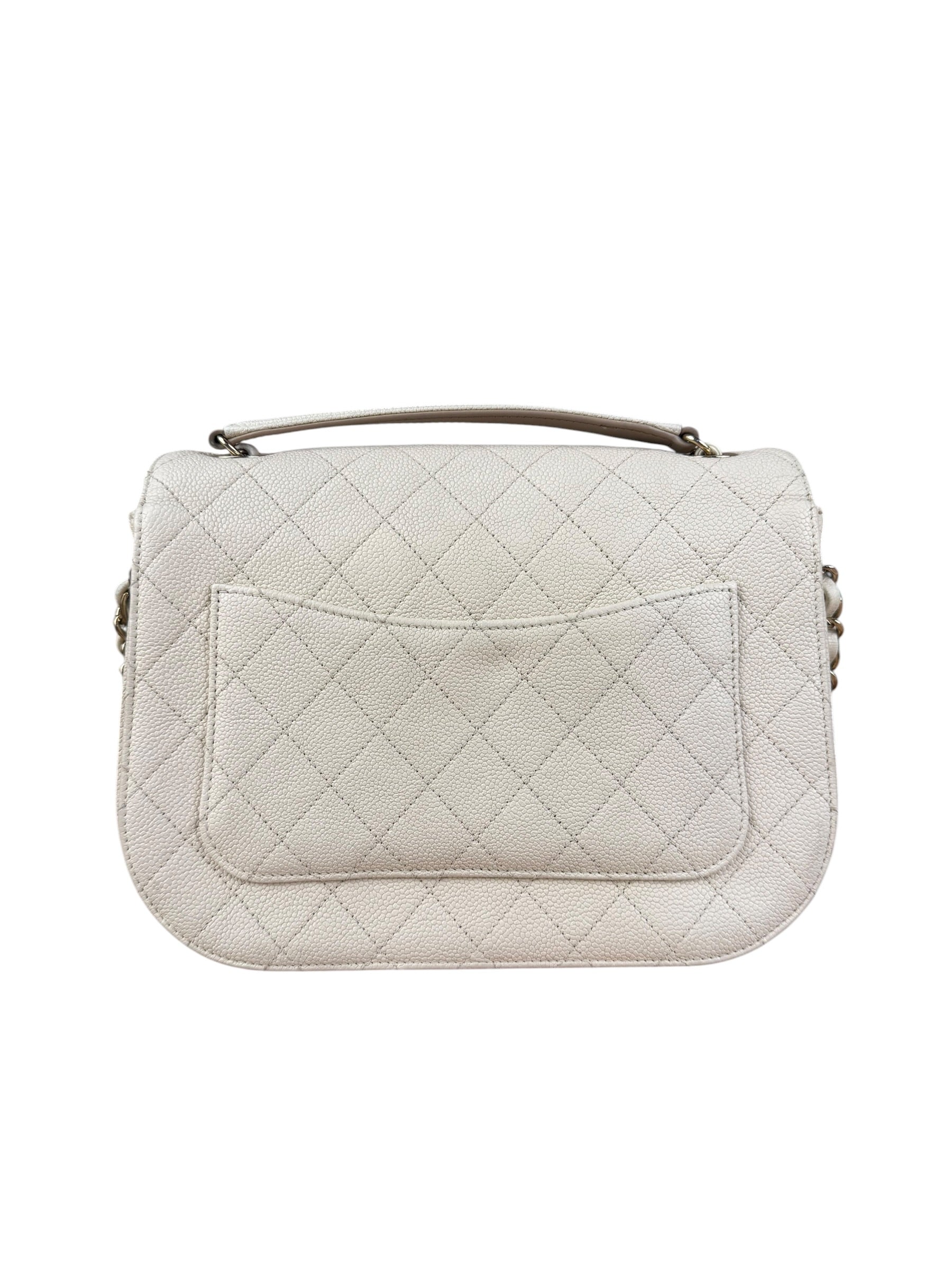 Chanel Ivory Caviar Quilted Coco Cuba Chain Top Handle Bag 2018