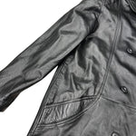Vintage Black Vegan Leather Long Coat