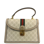 Gucci Beige Leather Trim Medium Ophidia Top Handle Bag