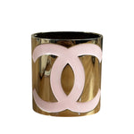 Chanel Pink/Gold Resin CC Wide Cuff