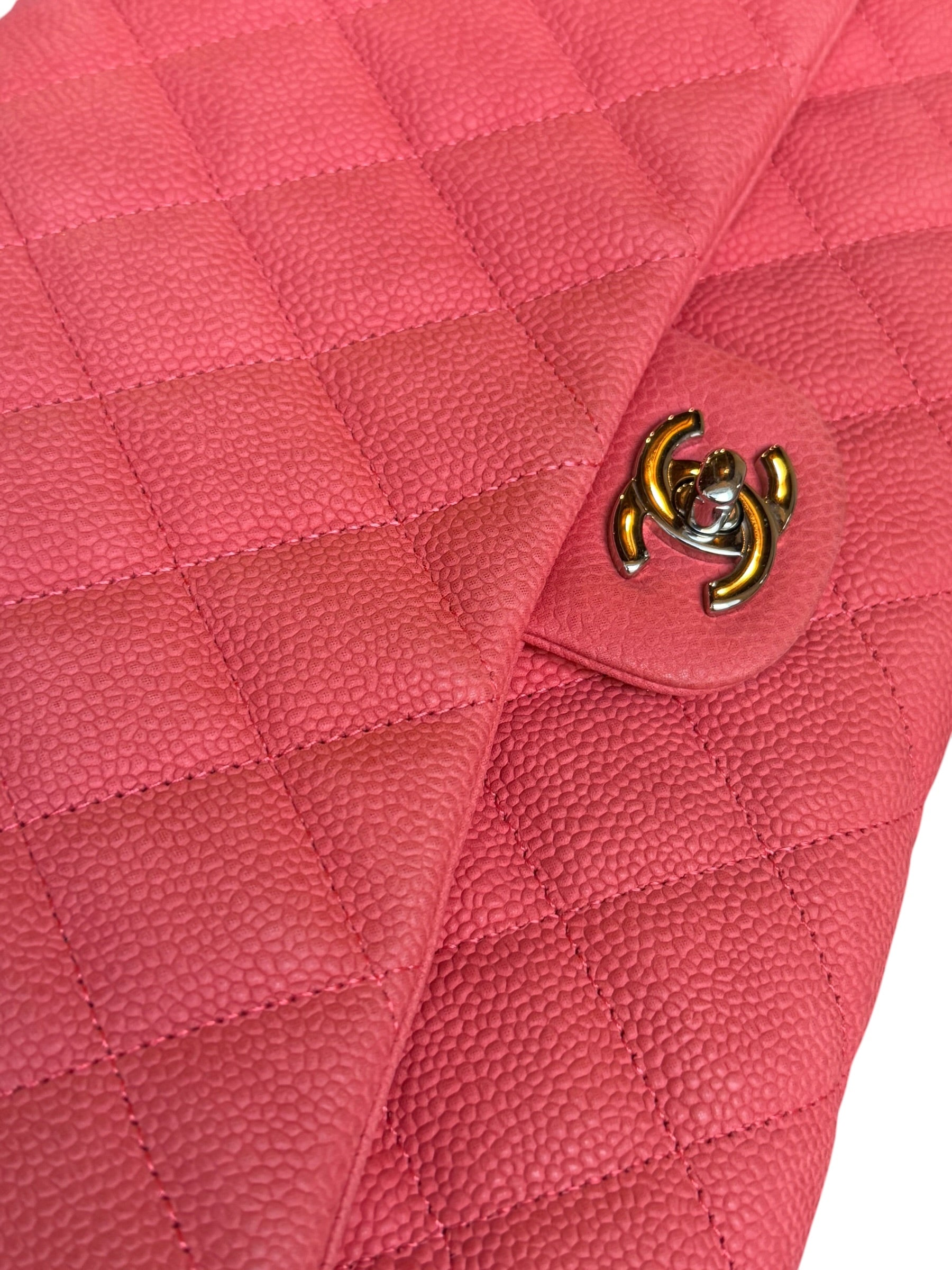 Chanel Coral Pink Matte Quilted Caviar Flap Shoulder Bag 2012