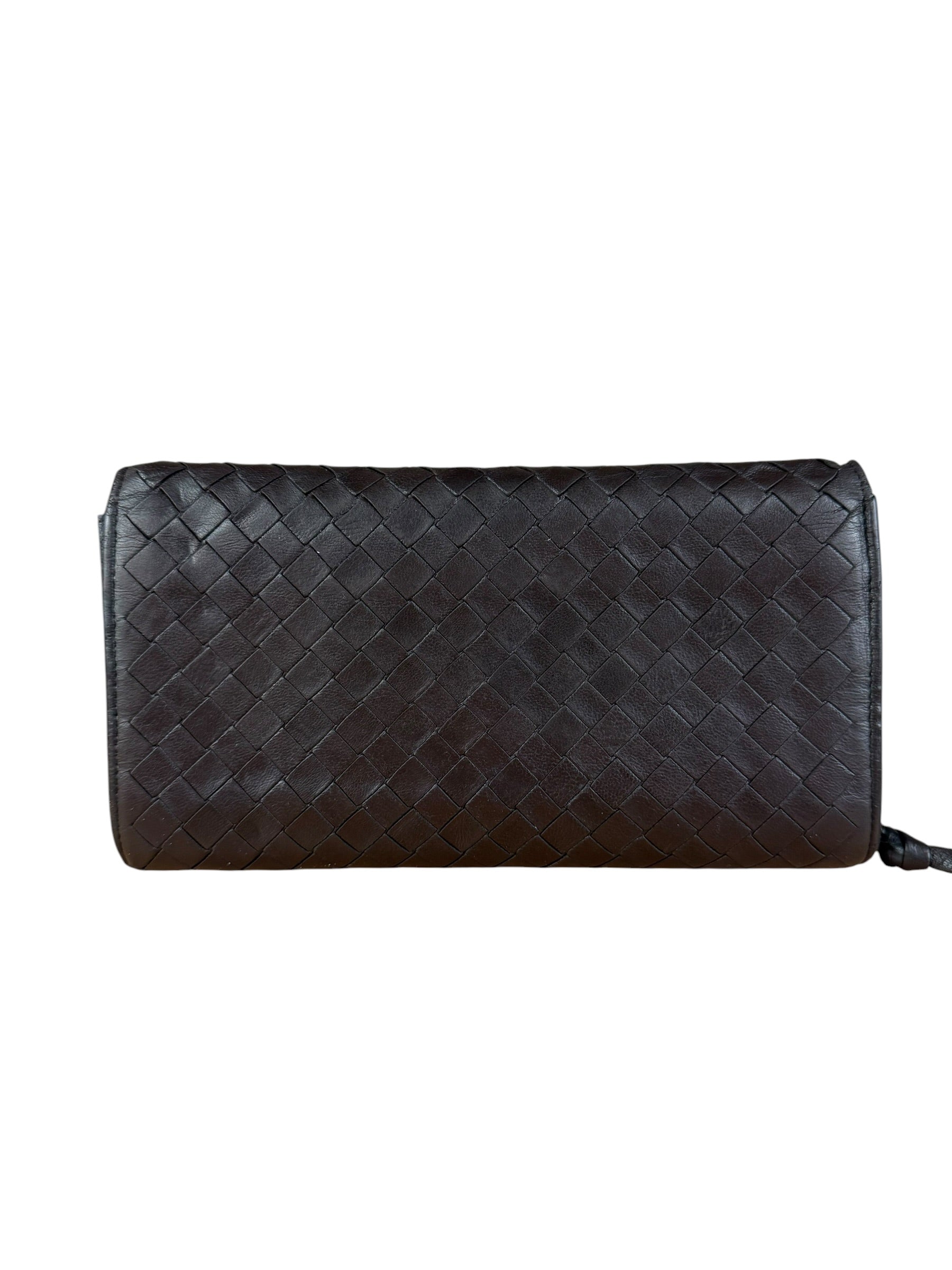 Bottega Veneta Vintage Brown Intrecciato Long Wallet