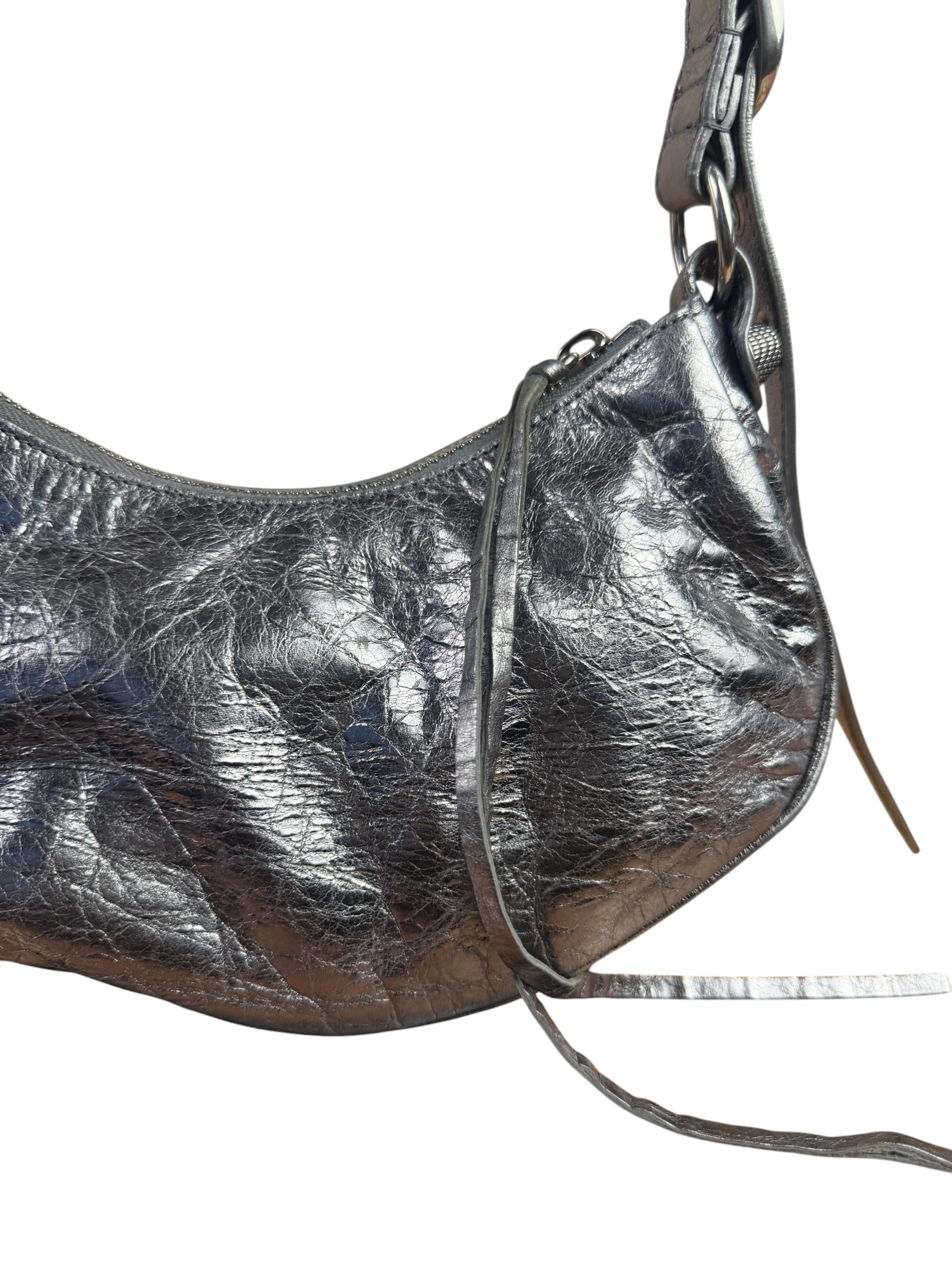 Balenciaga Silver Leather Le Cagole Shoulder Bag