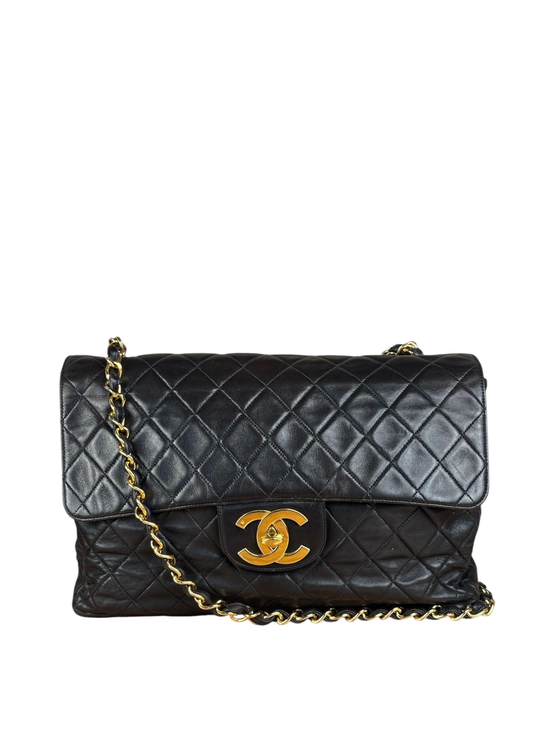 Chanel Vintage Brown Leather Jumbo Flap Bag