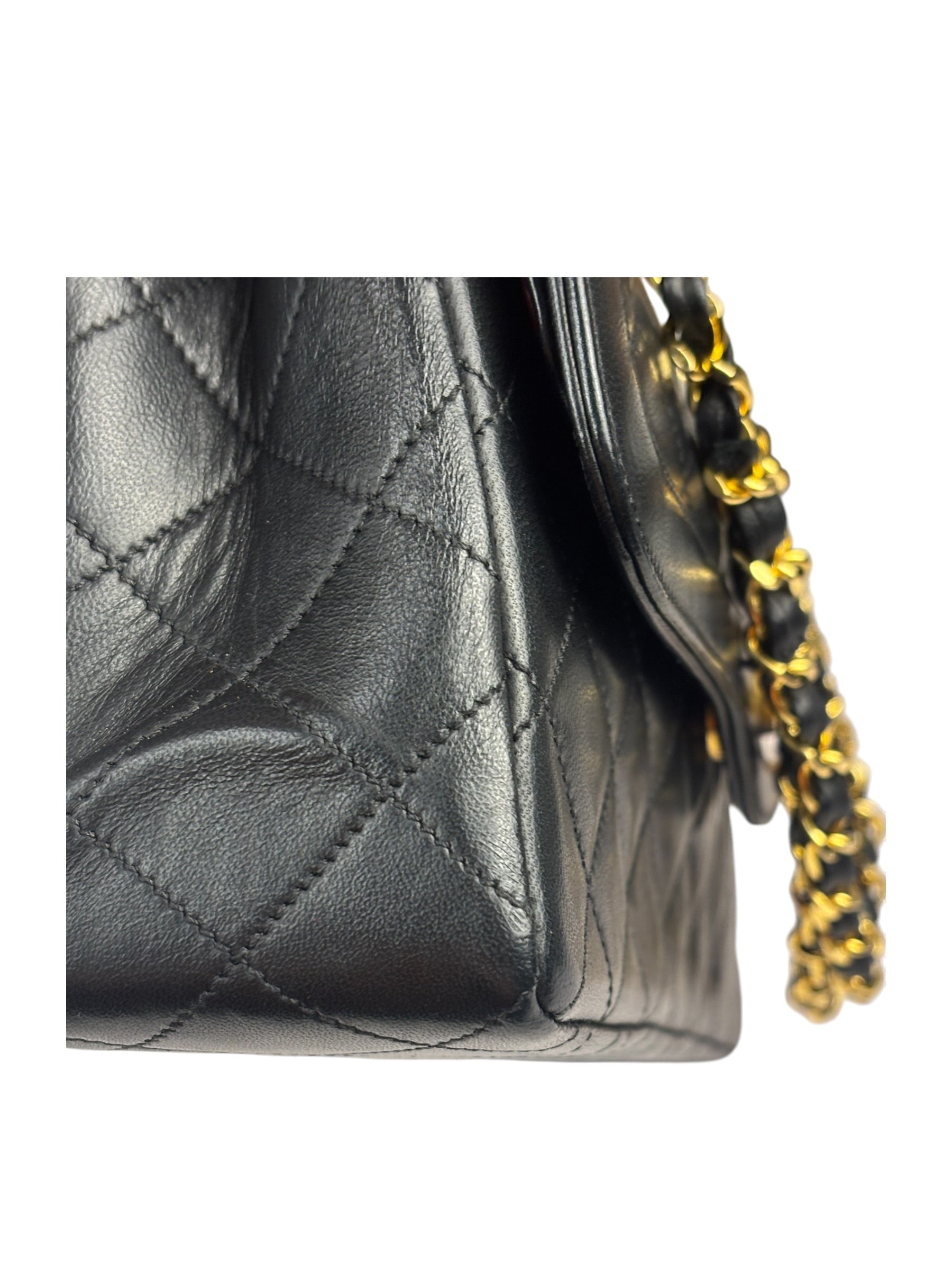 Chanel Vintage Black Quilted Leather Double Flap Bag 1995