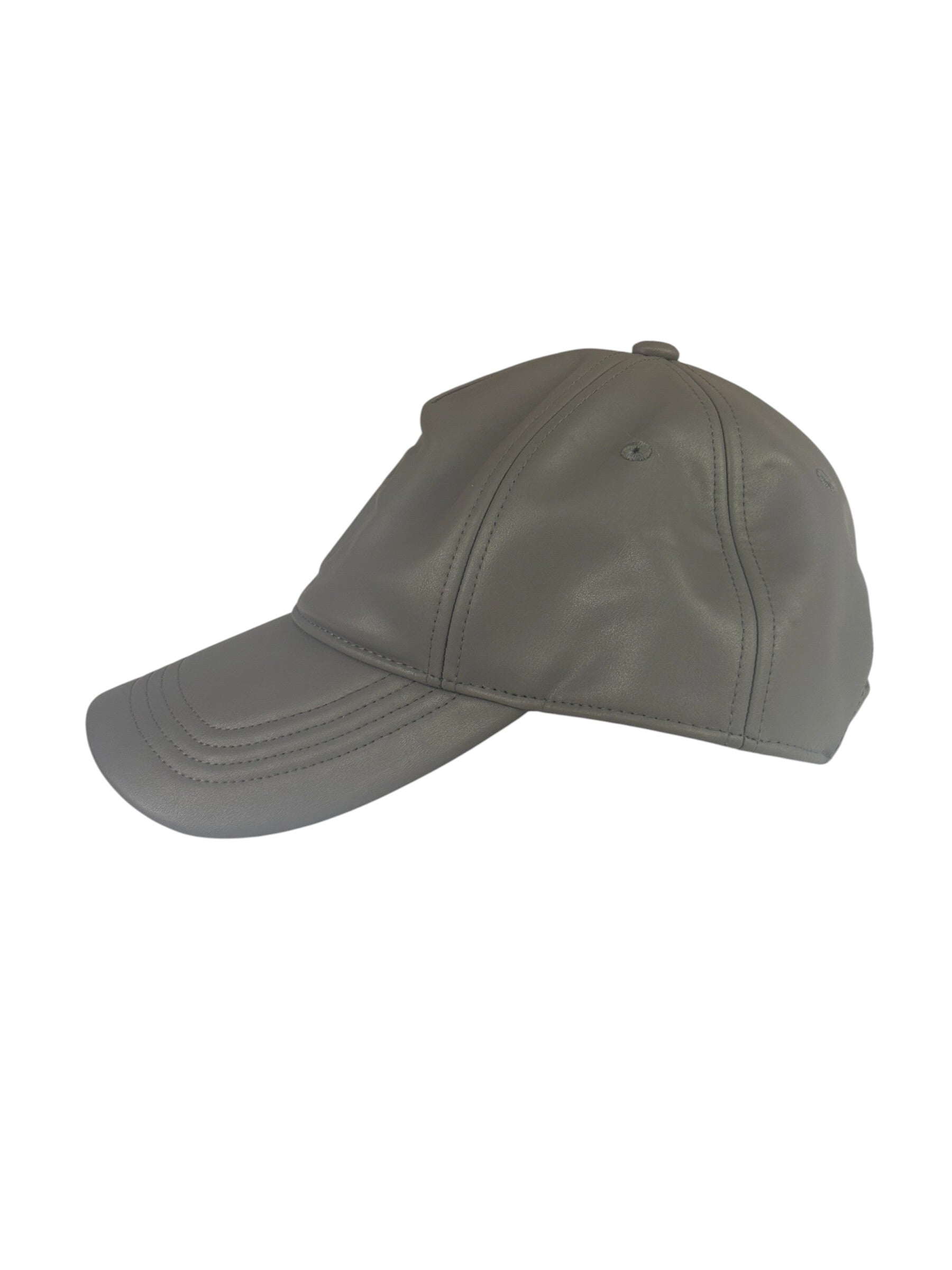 Telfar Grey Leather Logo Embossed Hat
