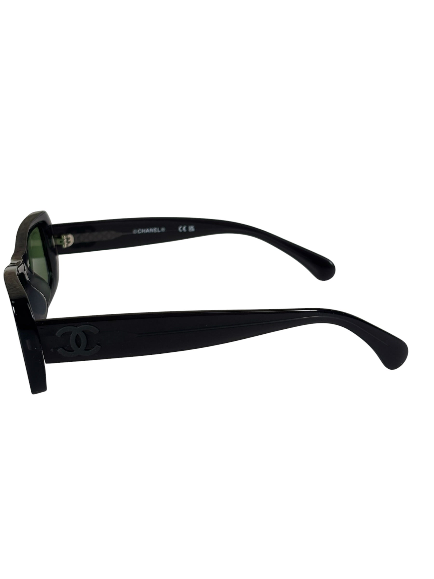Chanel Grey/Green Rectangular 71687A Sunglasses
