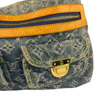 Louis Vuitton Vintage Denim Leather Trim Monogram Baggy Hobo Bag PM