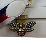 Gucci White Leather Queen Margaret Bee Embellished Shoulder Bag