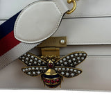 Gucci White Leather Queen Margaret Bee Embellished Shoulder Bag