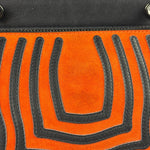 Fendi Navy/Red Leather Trim/Suede Dotcom Striped Two-Way Bag