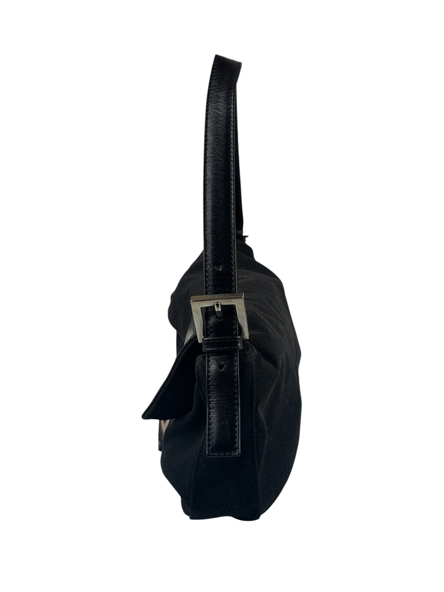 Fendi Black Nylon Mamma Baguette Handbag
