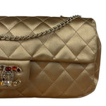 Chanel CC Limited Edition Gold Satin Quilted Flap Bag 2008
