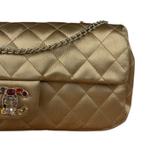 Chanel CC Limited Edition Gold Satin Quilted Flap Bag 2008