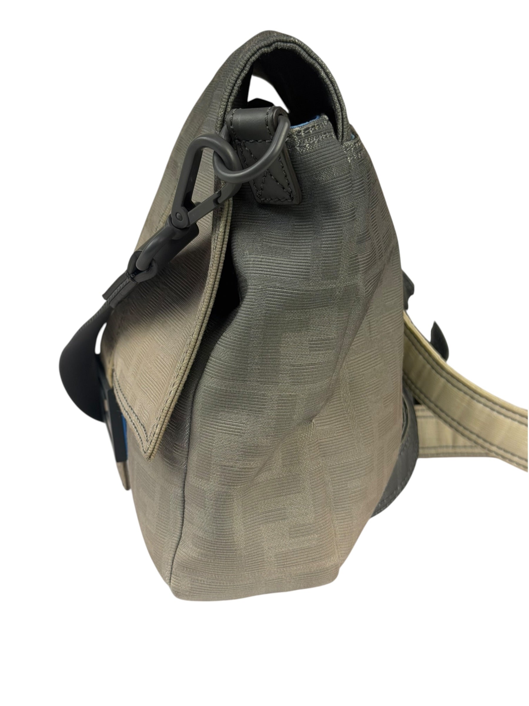 Fendi Vintage Grey Nylon Mamma Baguette Messenger Bag