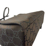 Gucci Brown Nylon Leather Trim Canvas Monogram Bamboo Two-Way Bag