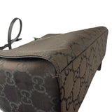 Gucci Brown Nylon Leather Trim Canvas Monogram Bamboo Two-Way Bag