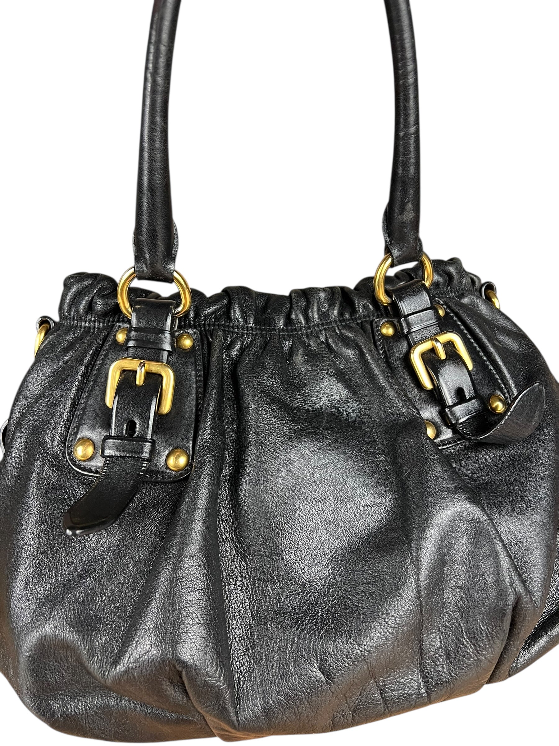 Prada Black Leather Vitello Daino Handbag