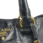 Prada Vintage Black Shine Leather Vitello Daino Tote