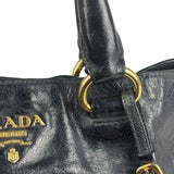 Prada Vintage Black Shine Leather Vitello Daino Tote