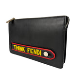 Fendi Black Leather Think Fendi Clutch