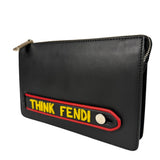 Fendi Black Leather Think Fendi Clutch