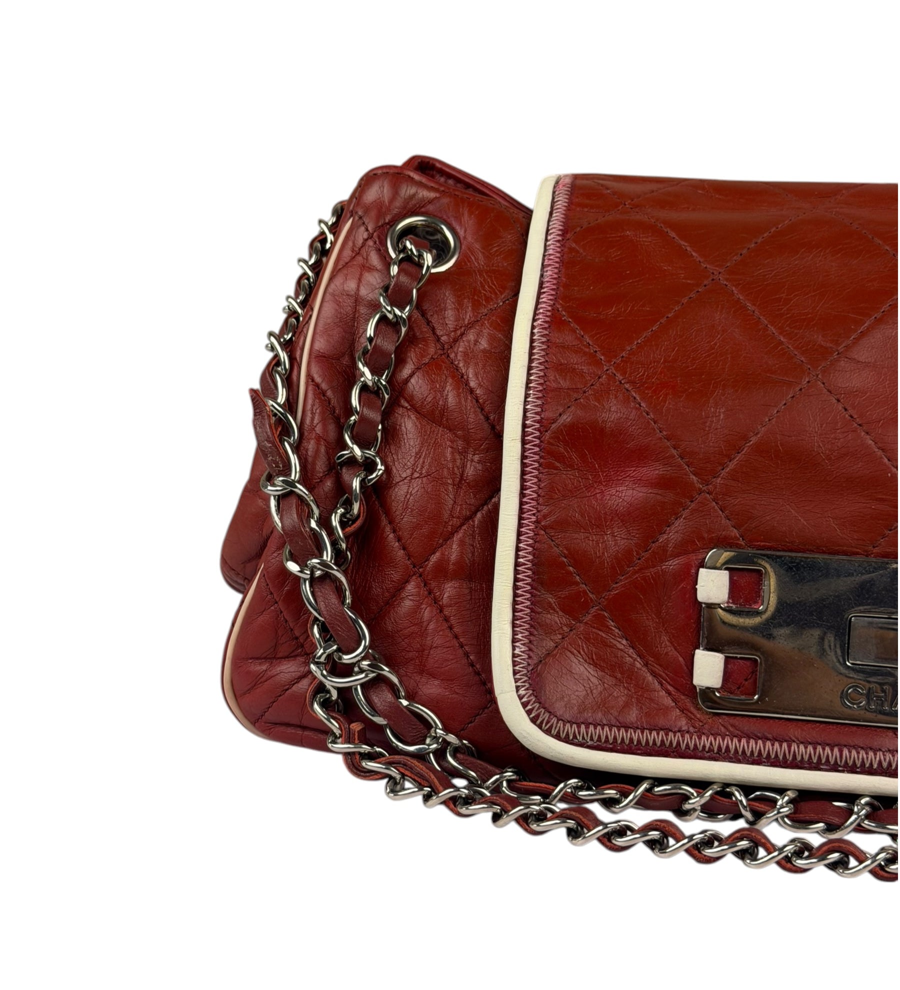 Chanel Burgundy East West Accordion Flap Bag