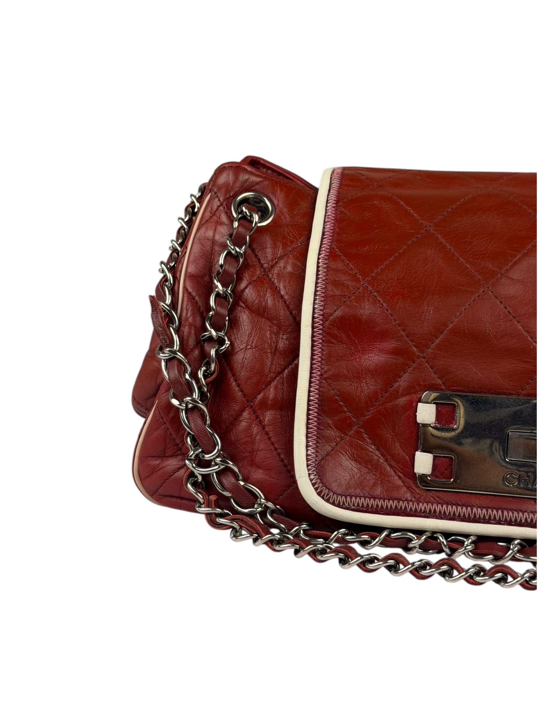 Chanel Burgundy East West Accordion Flap Bag