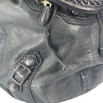 Balenciaga Grey Lambskin Giant Brogues Pompom Two-Way Bag