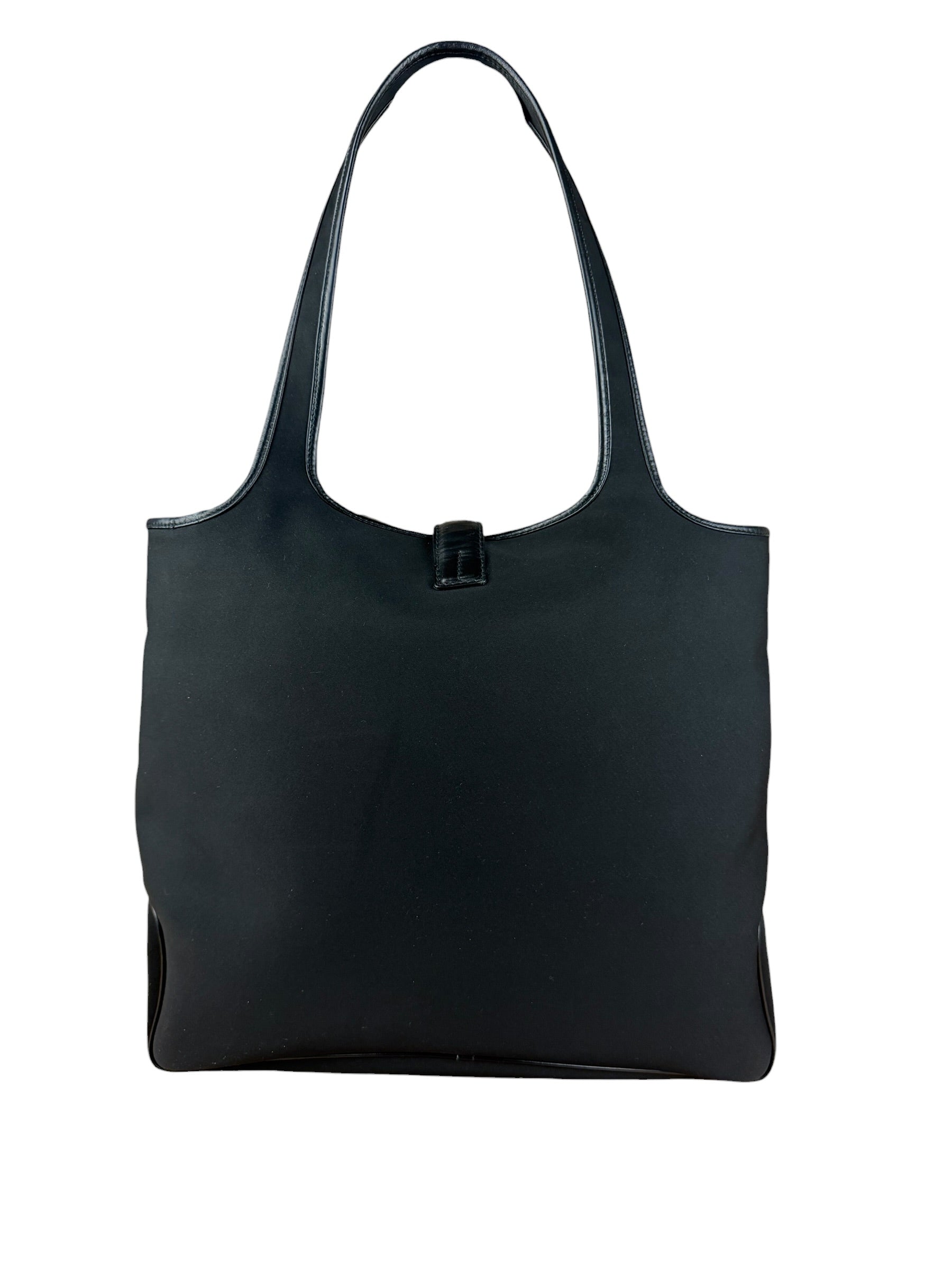 Ferragamo Vintage Black Leather Lined Shoulder Tote