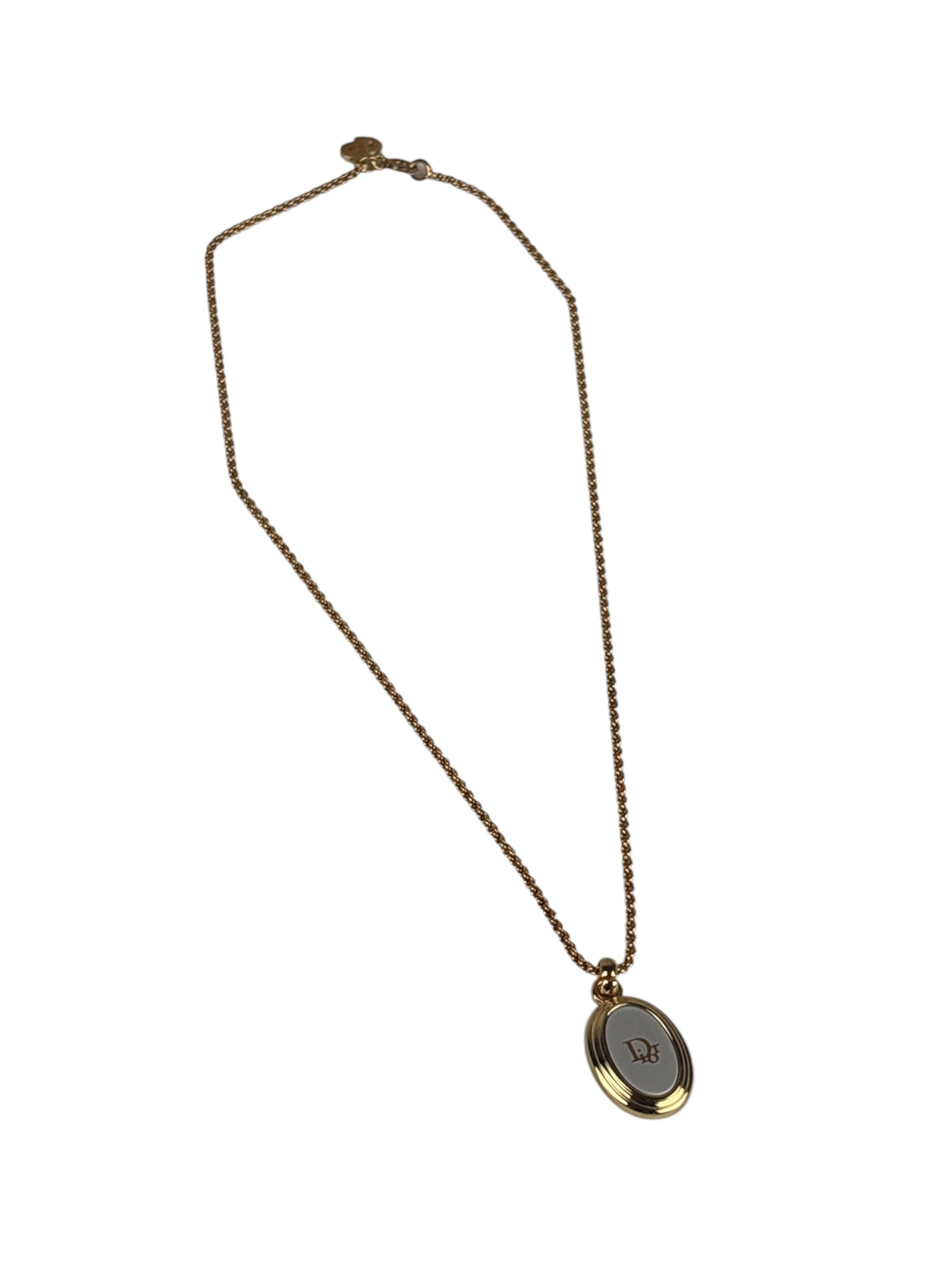Christian Dior Vintage Gold-Tone Oval Pendant Necklace