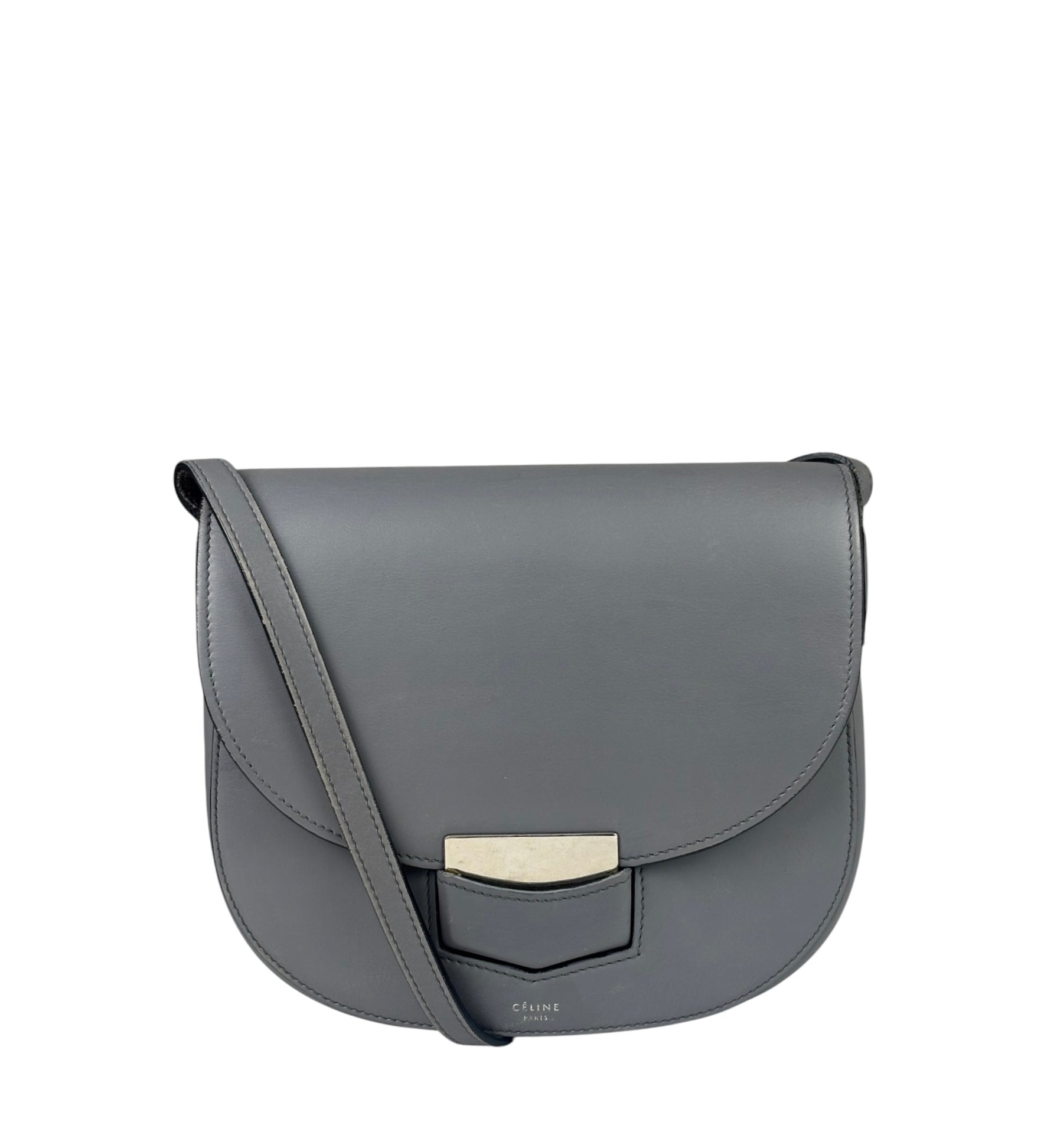 Celine Grey Leather Trotteur Small Crossbody Bag