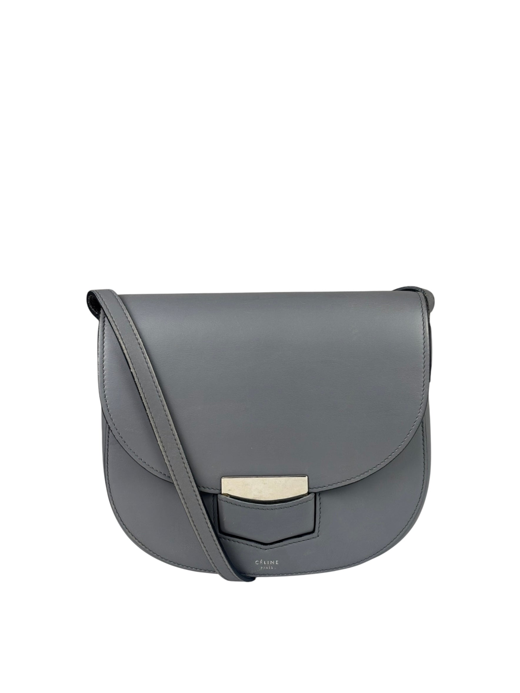 Celine Grey Leather Trotteur Small Crossbody Bag