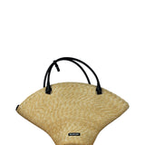Balenciaga Raffia Woven/Leather Trim Beach Tote
