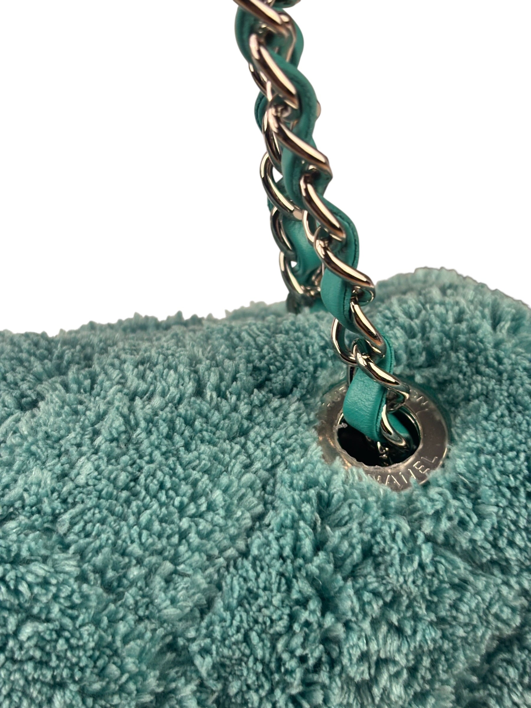 Chanel Mint Green Quilted Terry Cloth Coco Beach Flap Bag 2019