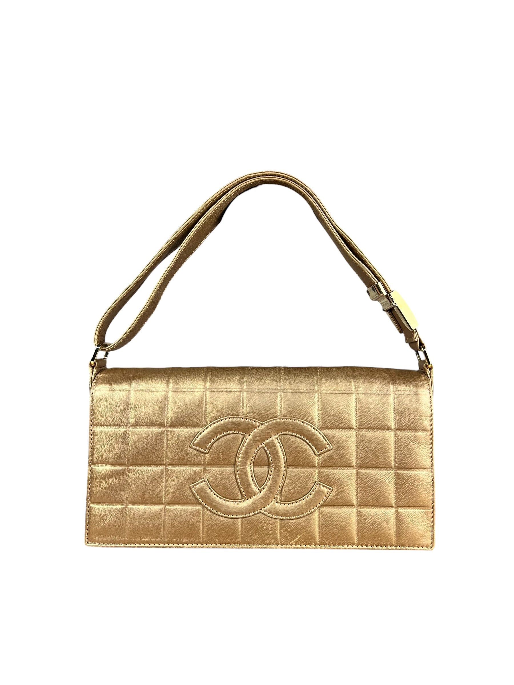 Chanel Gold Leather East West Shoulder Bag 2001