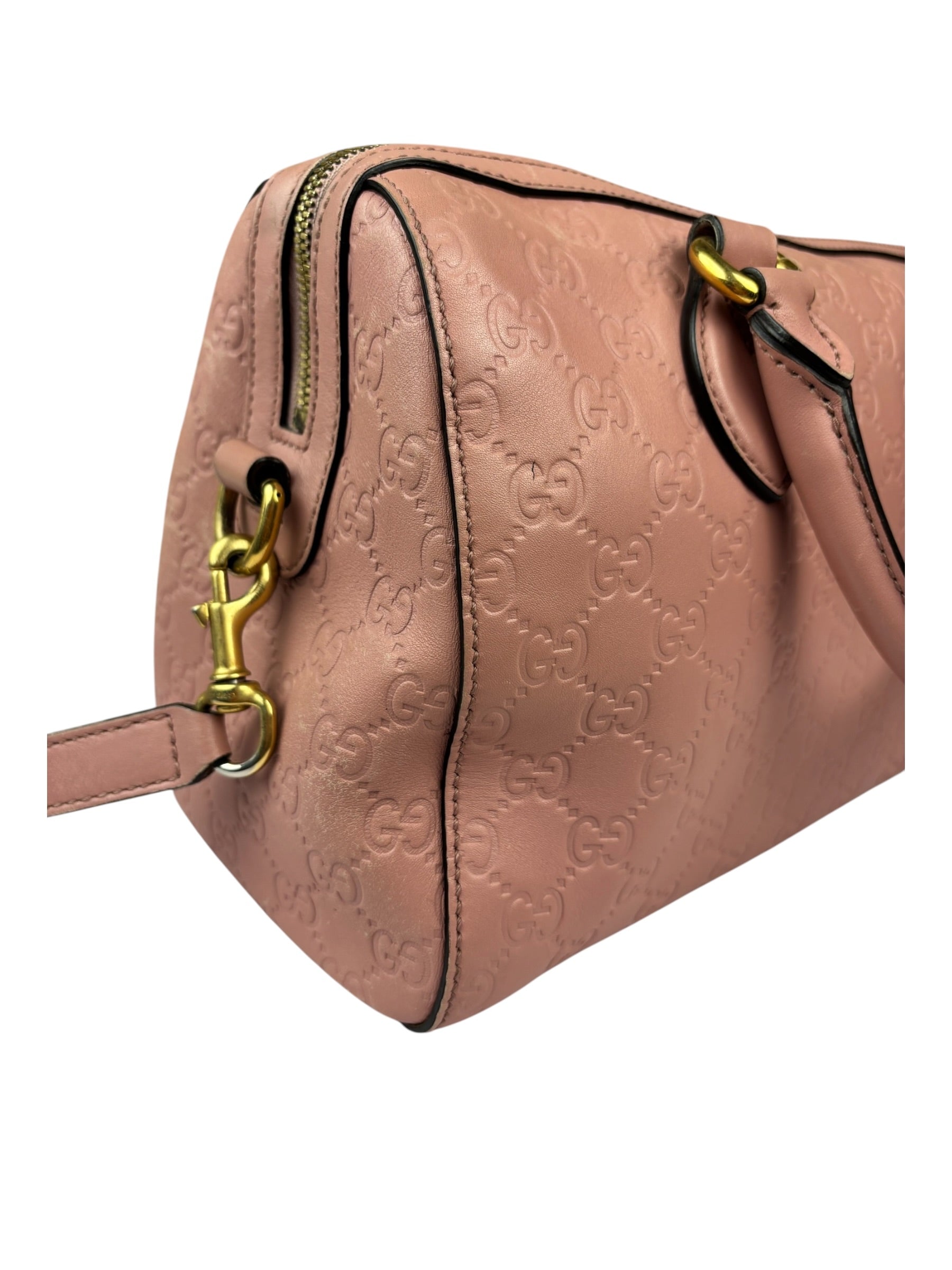 Gucci Pink Leather Guccissima Two-Way Boston Bag