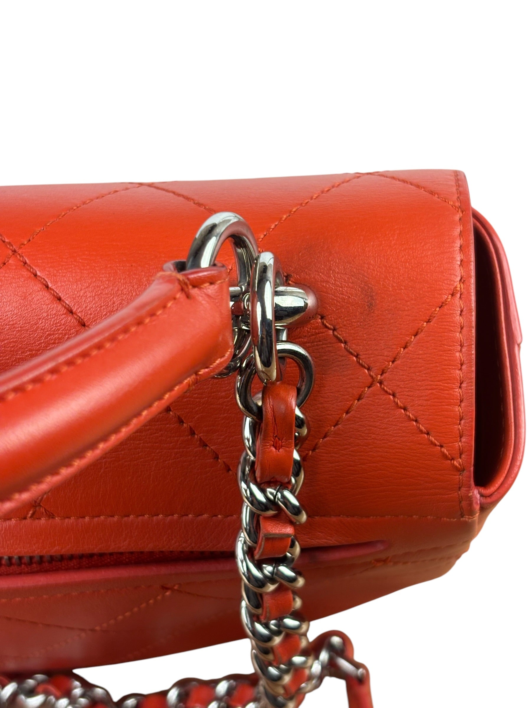 Chanel Red Quilted Calfskin Small Ring My Flap Crossbody Bag 2017