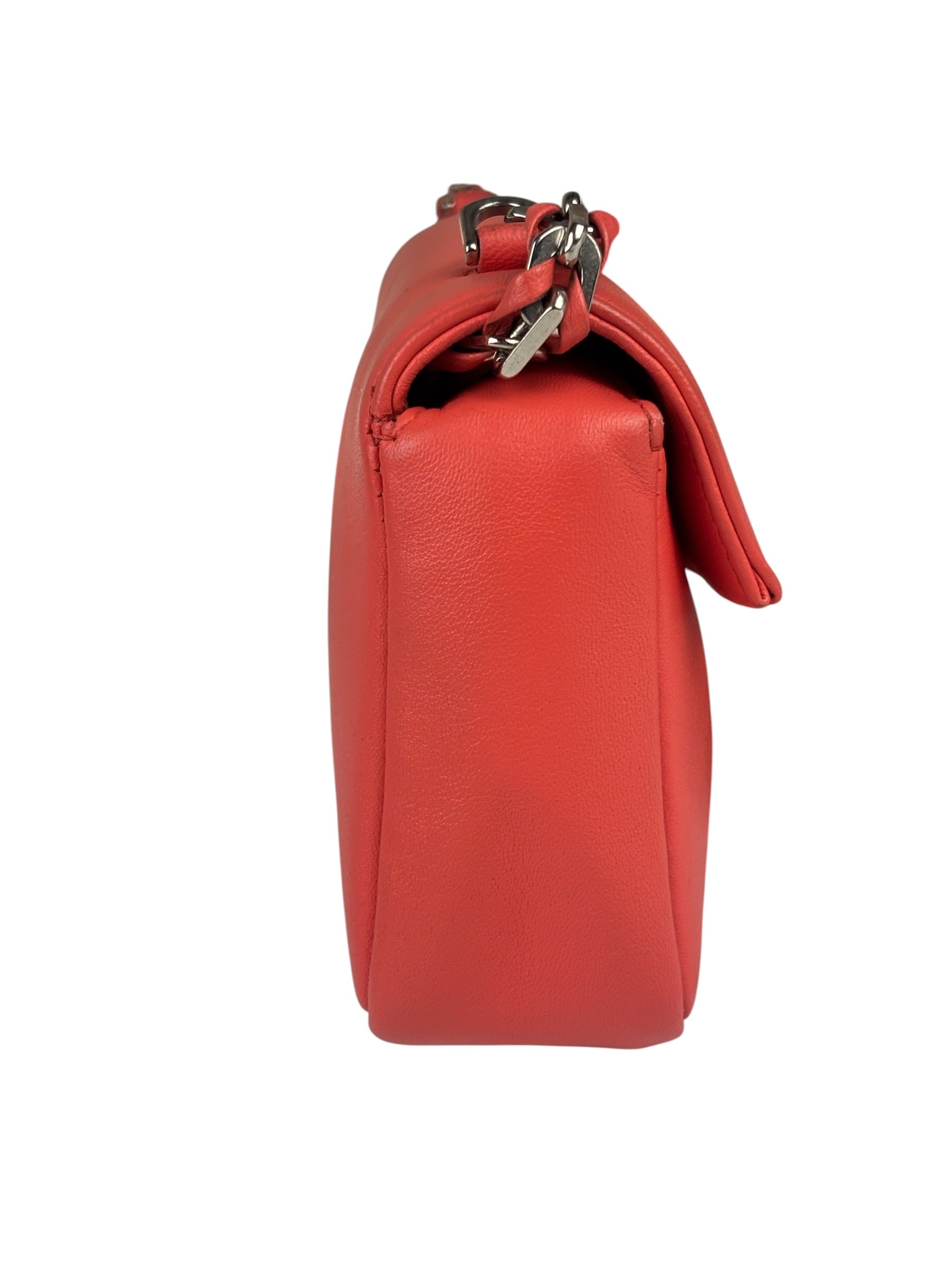 Fendi Coral Pink Leather Mini Baguette