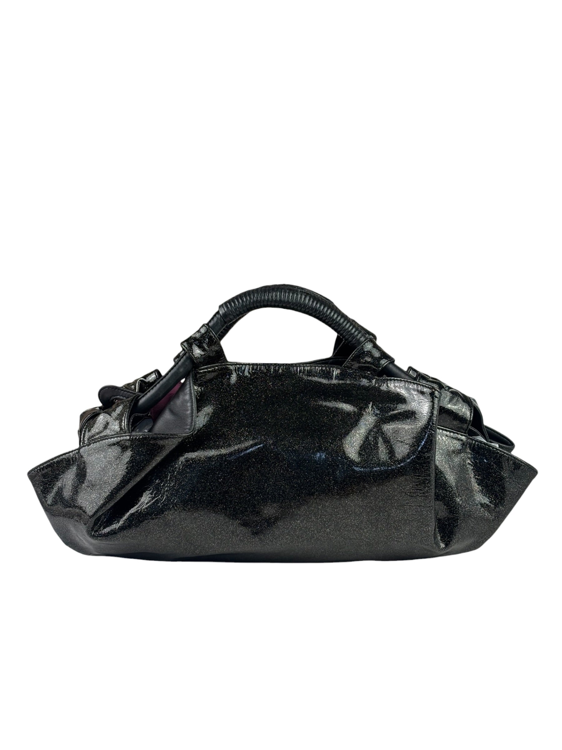Loewe Black Patent Leather Anagram Glitter Nappa Aire Handbag