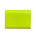 Balenciaga Fluo Neon Yellow Leather Cash Trifold Mini Wallet