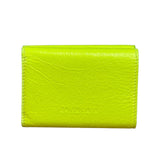 Balenciaga Fluo Neon Yellow Leather Cash Trifold Mini Wallet